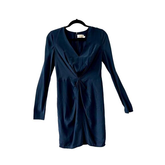 Zimmermann Long Sleeve V-Neck Twist Silk Sheath Dress Blue Women’s Size 6 - Picture 1 of 8